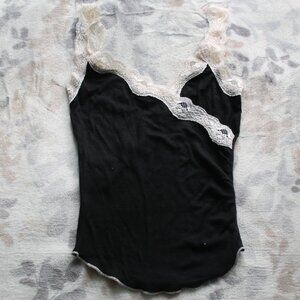 bebe ribbed lace crossover camisole